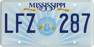 MS license plate LFZ287