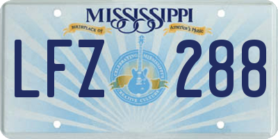 MS license plate LFZ288