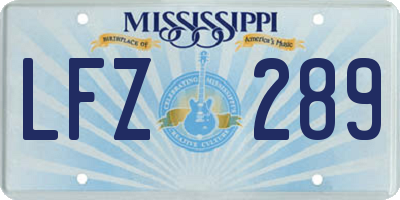 MS license plate LFZ289