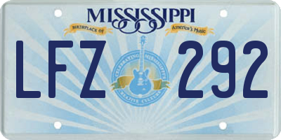 MS license plate LFZ292
