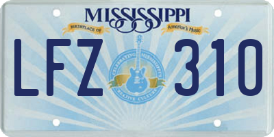 MS license plate LFZ310