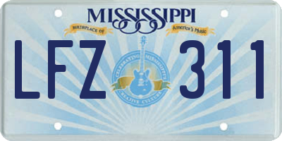 MS license plate LFZ311