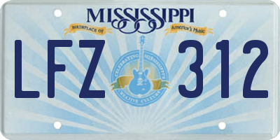 MS license plate LFZ312