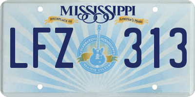 MS license plate LFZ313