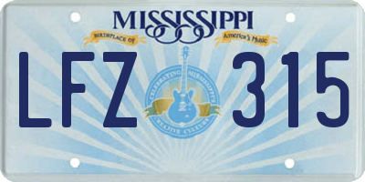 MS license plate LFZ315