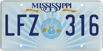MS license plate LFZ316