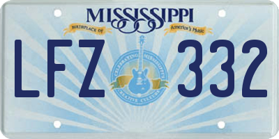 MS license plate LFZ332