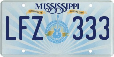 MS license plate LFZ333