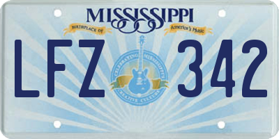 MS license plate LFZ342
