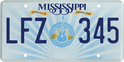 MS license plate LFZ345
