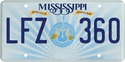 MS license plate LFZ360