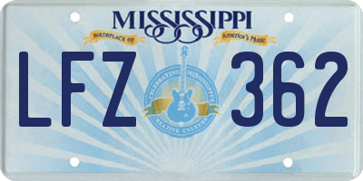 MS license plate LFZ362
