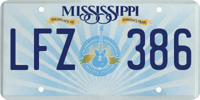 MS license plate LFZ386