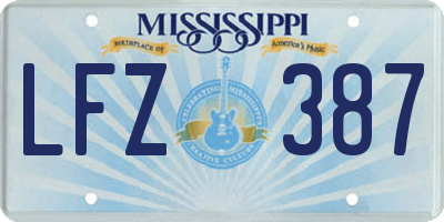 MS license plate LFZ387