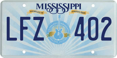 MS license plate LFZ402
