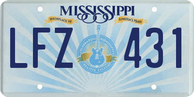 MS license plate LFZ431