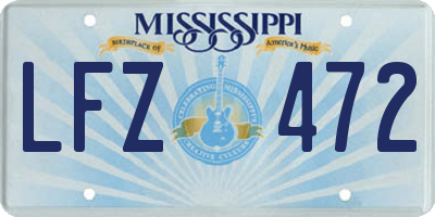 MS license plate LFZ472