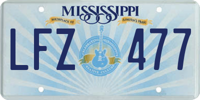 MS license plate LFZ477
