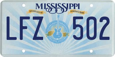 MS license plate LFZ502