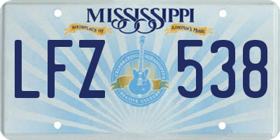MS license plate LFZ538