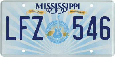 MS license plate LFZ546