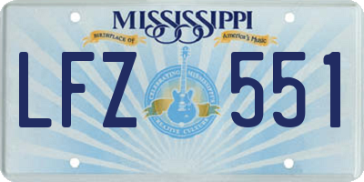 MS license plate LFZ551