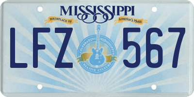 MS license plate LFZ567