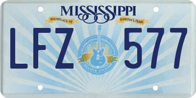 MS license plate LFZ577