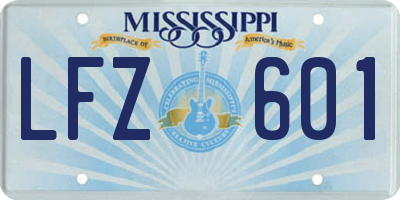 MS license plate LFZ601