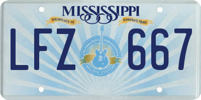 MS license plate LFZ667
