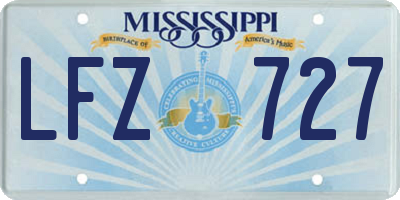 MS license plate LFZ727