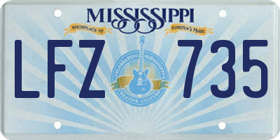 MS license plate LFZ735