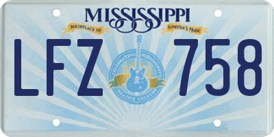 MS license plate LFZ758