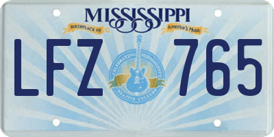 MS license plate LFZ765