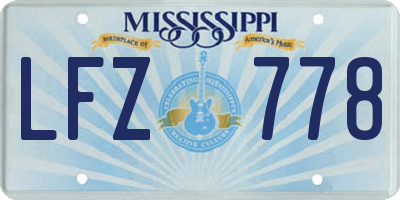 MS license plate LFZ778