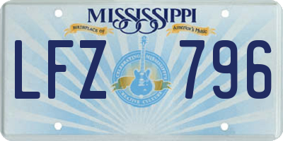 MS license plate LFZ796
