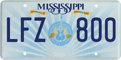 MS license plate LFZ800