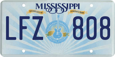 MS license plate LFZ808