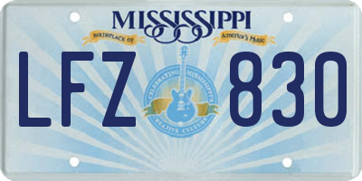 MS license plate LFZ830