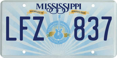 MS license plate LFZ837