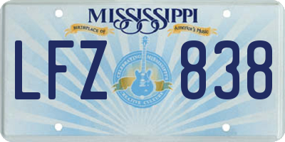 MS license plate LFZ838