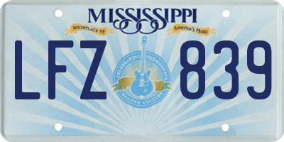 MS license plate LFZ839