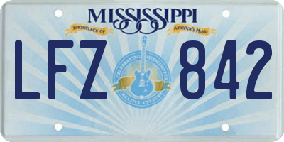 MS license plate LFZ842