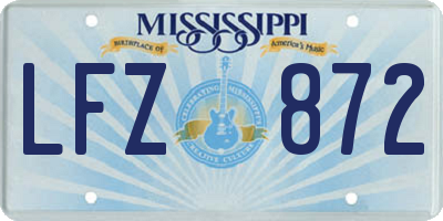 MS license plate LFZ872