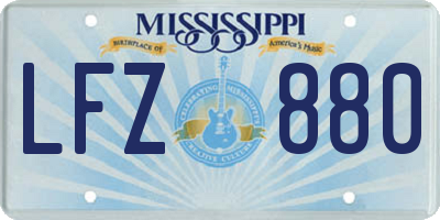 MS license plate LFZ880