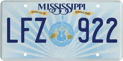 MS license plate LFZ922