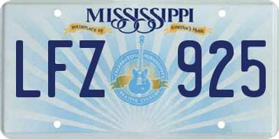MS license plate LFZ925