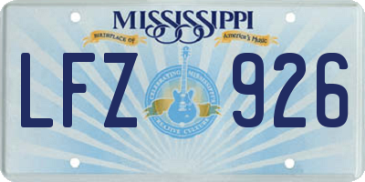 MS license plate LFZ926