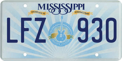 MS license plate LFZ930