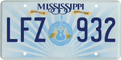 MS license plate LFZ932